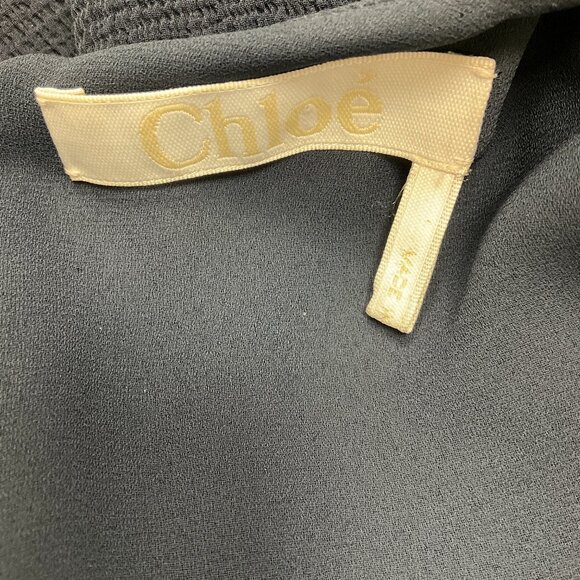 Chloe Iconic Navy Silk Chiffon Dress - Picture 4 of 5